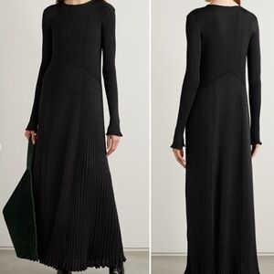 NWT KHAITE Okla Metallic Ribbed Wool-blend Maxi Dress, Size XL